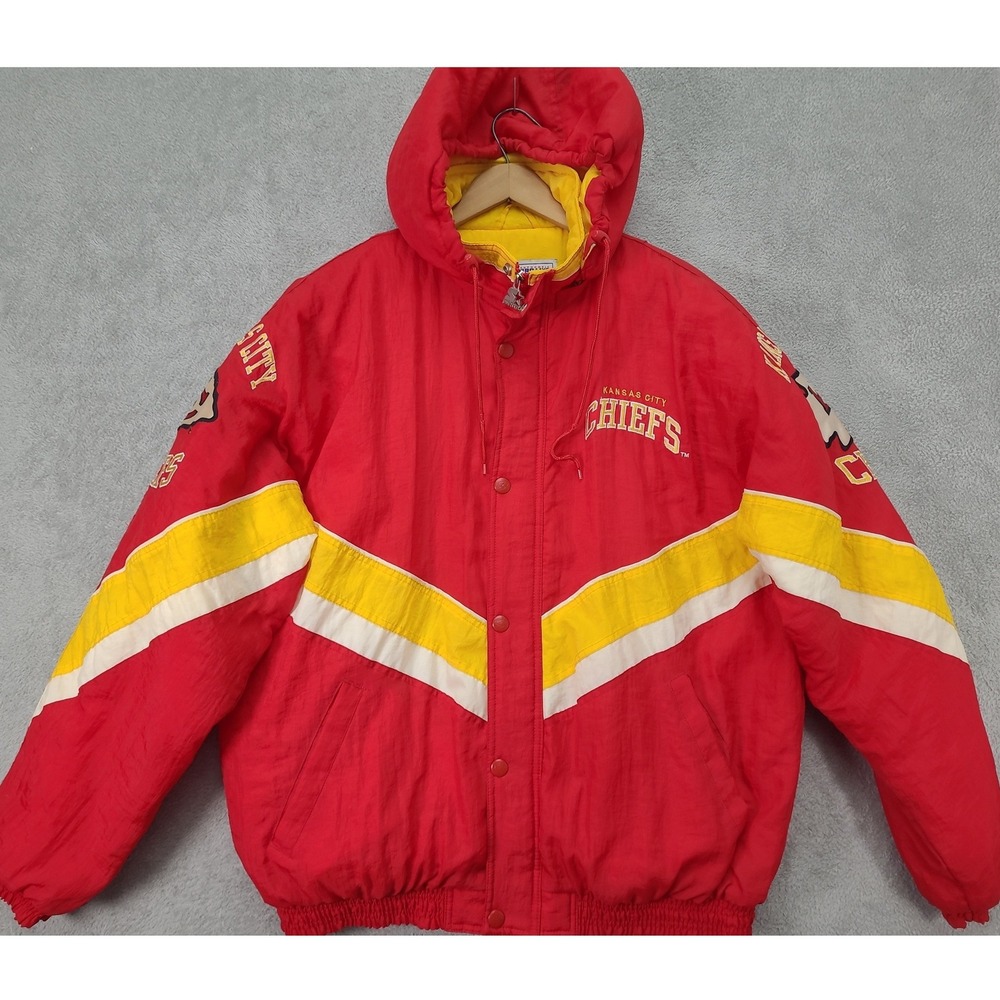Vintage Starter Kansas City Chiefs NFL Pro Line Puffer Jacket Red Mens XL Hooded